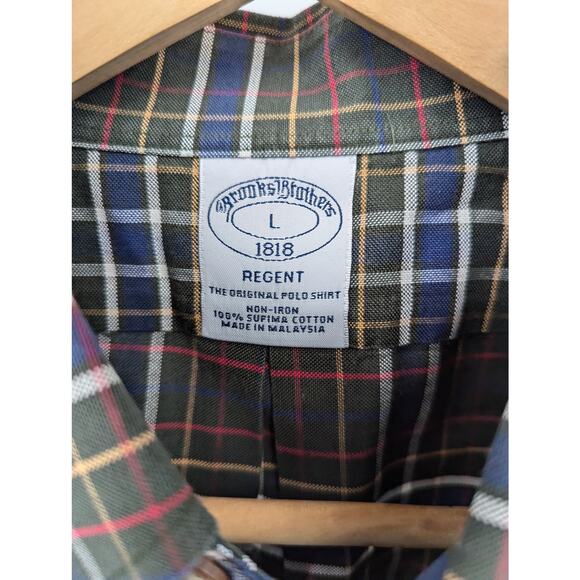 Vintage Brooks Brothers 1818 Regent Non-Iron Plaid Long Sleeve Button Down Sz L - Picture 3 of 5